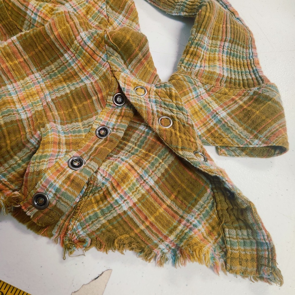 Free People Womens Juniper Snap Side Plaid Button Down Shirt Size L Green Plaid - Picture 4 of 11